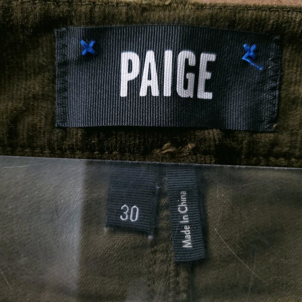 Paige Genevieve Flare Corduroy Pants Stretch Women 30 Dk Brushed Olive 70s Boho - Picture 11 of 15